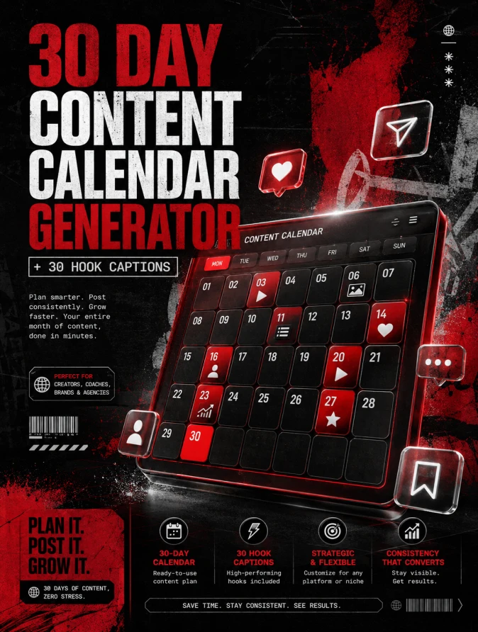 30 Day Content Calendar Generator