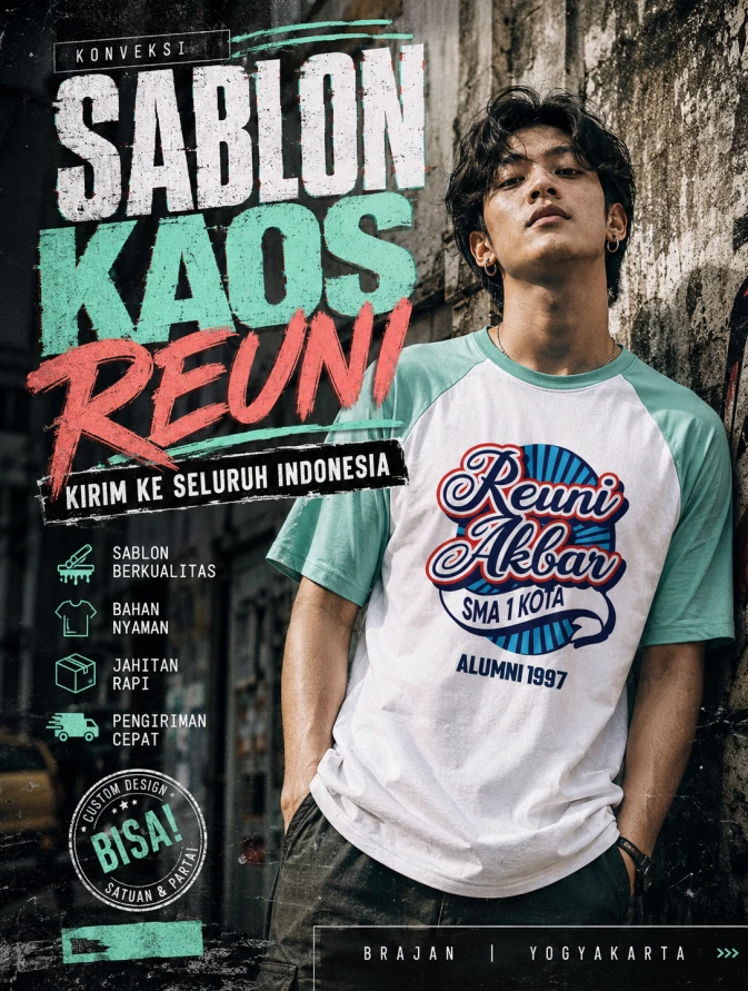 Sablon Kaos Reuni Jogja - Kirim Ke Seluruh Indonesia