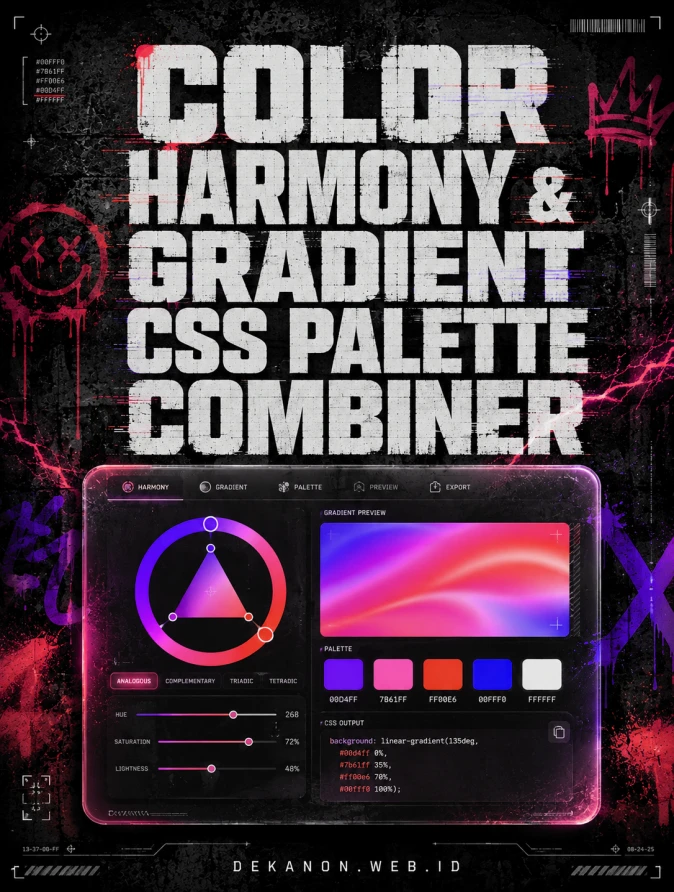 Color Harmony & Gradient CSS Palette Combiner