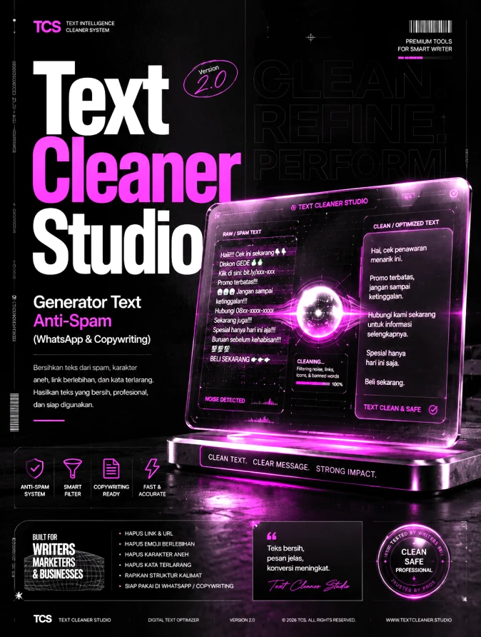 Generator Text Anti-Spam (WhatsApp & Copywriting) / Text Cleaner Studio