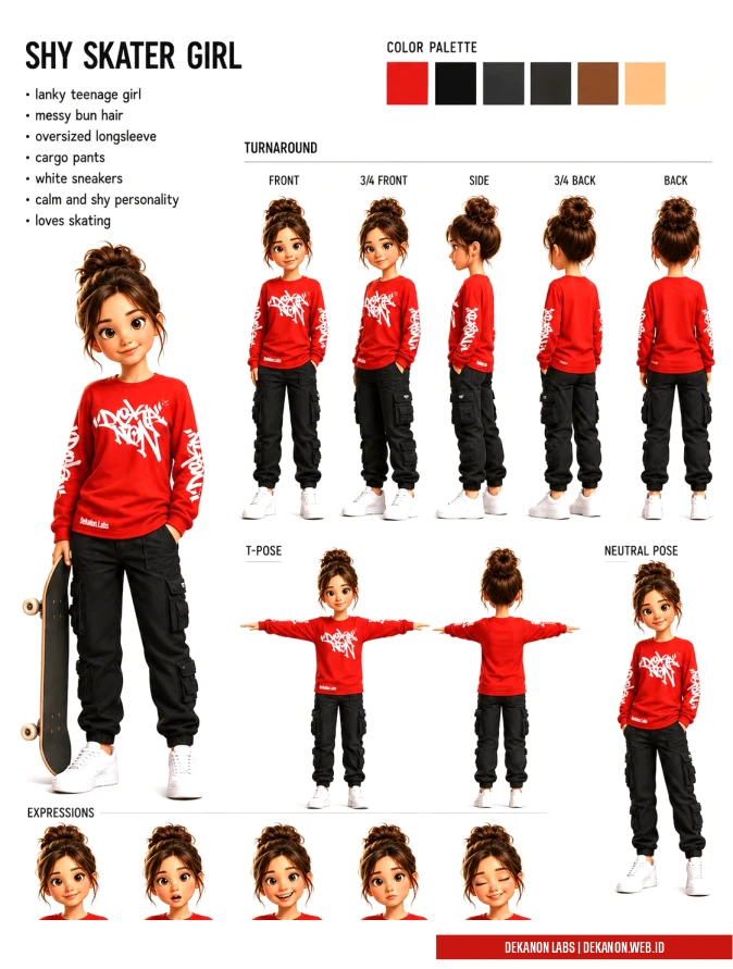 3D Style Character Reference Sheet Prompt 2