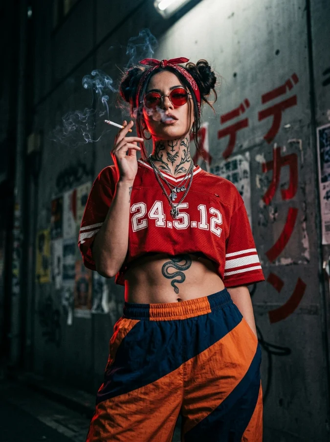 Edgy woman with messy