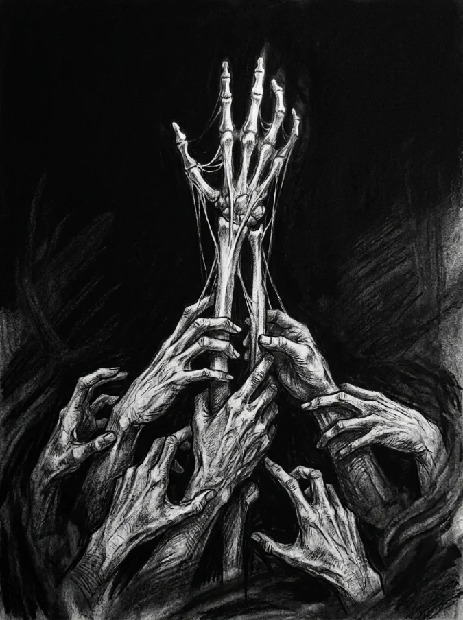 skeletal arm reaching