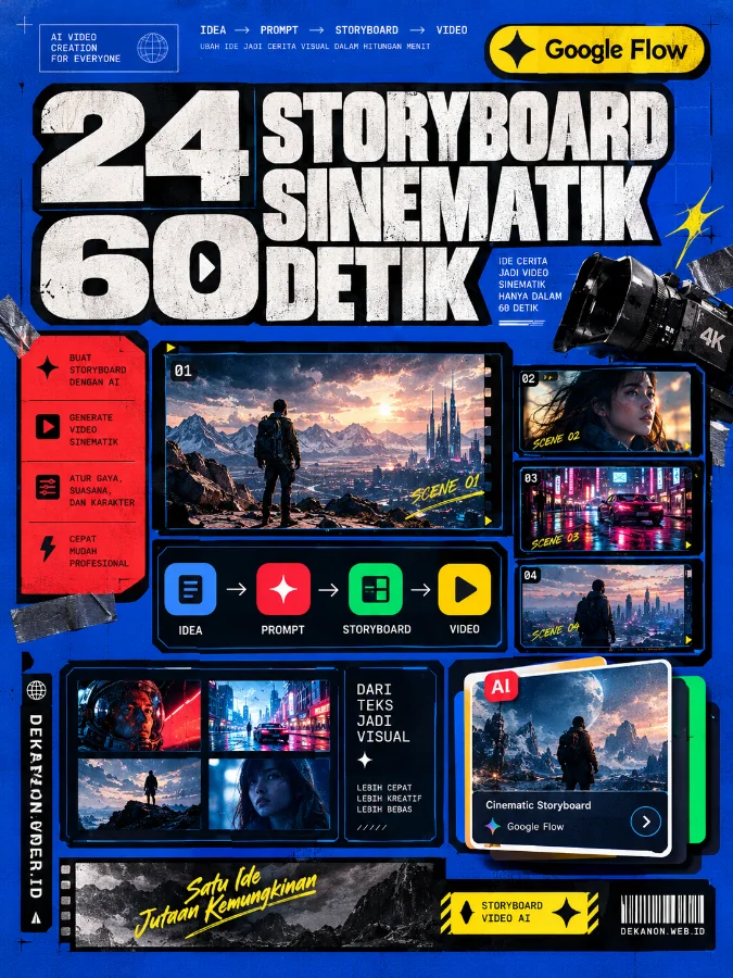 24 Storyboard Sinematik Video 60 Detik Google Flow AI