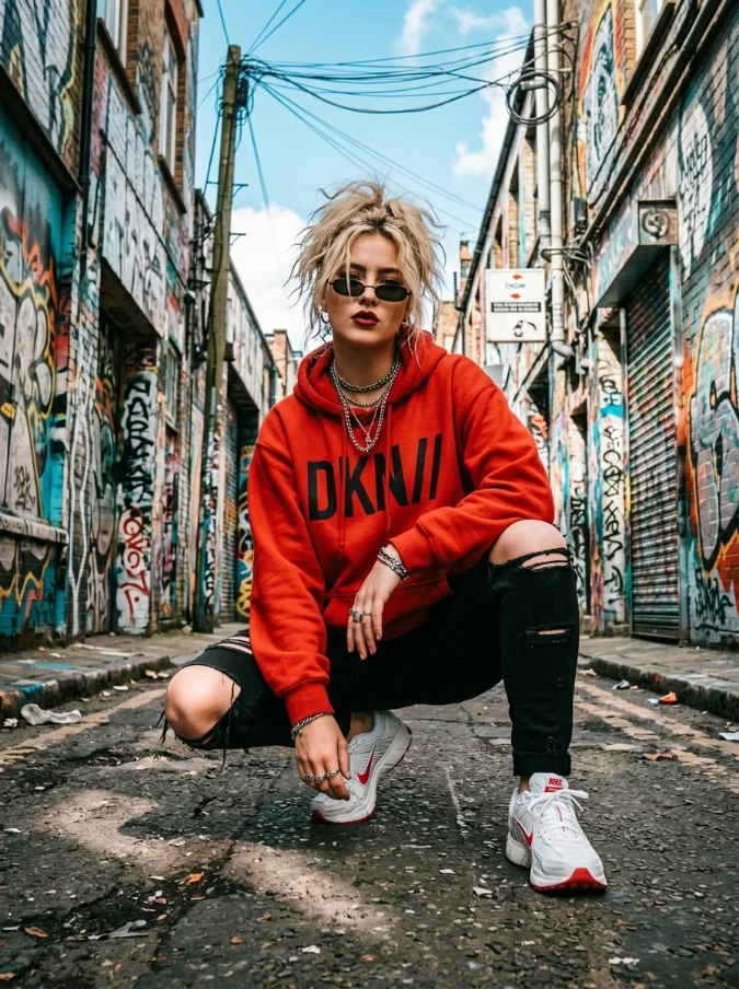 Estetika Hoodie Merah